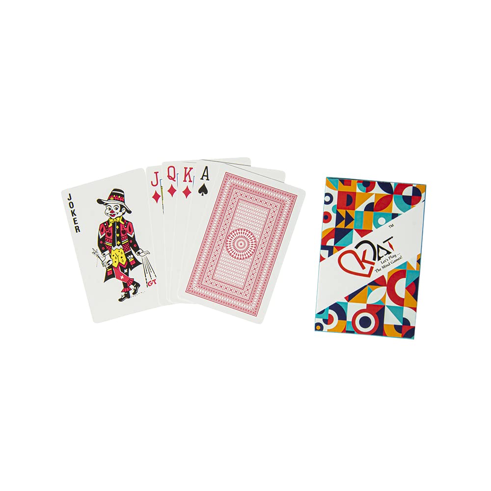 KAT 4 Piece Playing Cards Plastic Coated Design E Multicolour Pack Premium Art Card Paper Deck for Bridge Rummy Poker Diwali Taash Game Nights Party & Fun