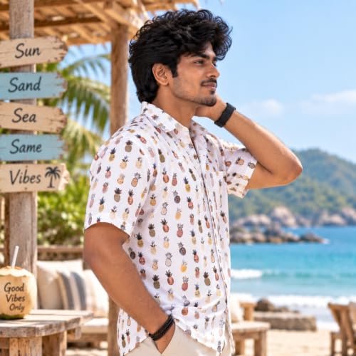 Image of BROWN CULTURE Men's Cotton Blend Abstract Printed Casual Shirt, Spread Collar, Half Sleeves, Regular Length, Button Front Closure, Stylish Everyday Wear for Men
