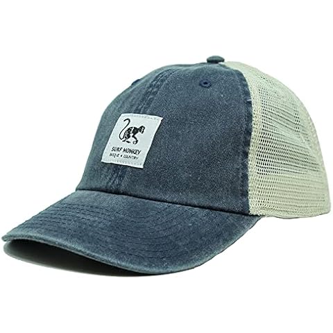 Gorra de Lona Tipo Trucker Ajustable Surf Monkey Azul Cover