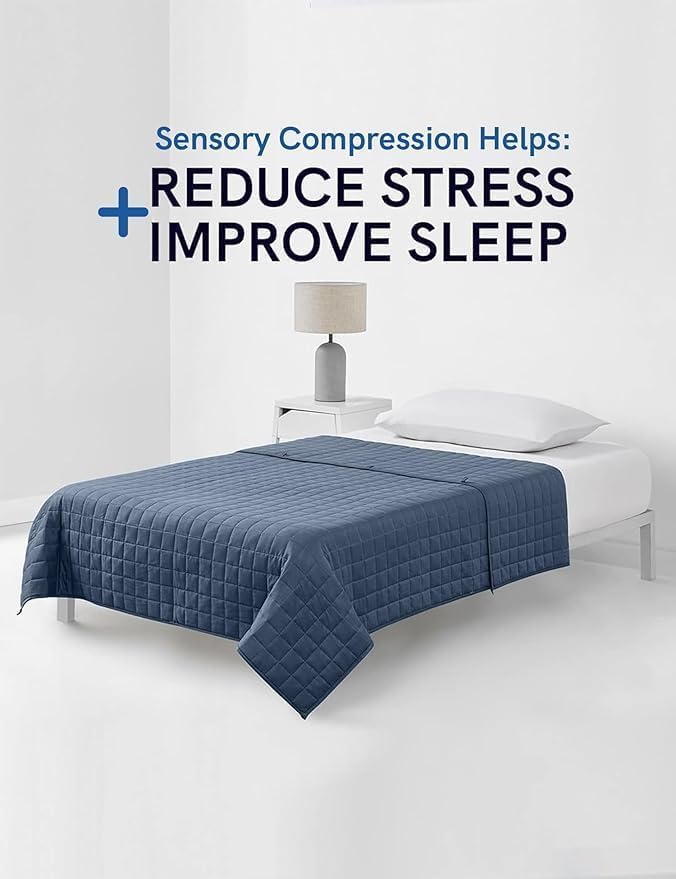 Image of YnM Cooling Weighted Blanket for Adults, 10lbs Heavy Bed Throw for One Person of 90lbs, Perfect for Hot Sleepers or Warm Climates with Rayon /Glass Beads(48x72 Inches,Twin /Full Bed, Blue Grey)