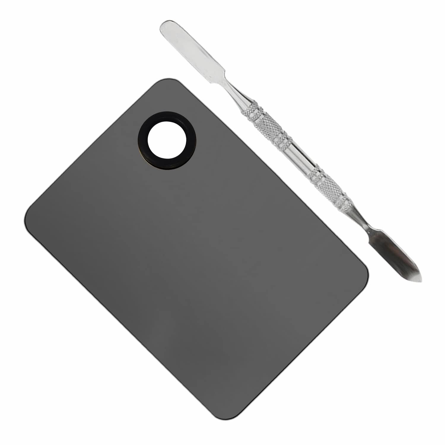 Brain Freezer Professional Makeup Palette Stainless Steel Square ShapeCosmetics Foundation Nail-art Mixing Blending Make up Tools with Spatula for Eye Shadow, Eyelash, Lipsticks, Nail Art Black