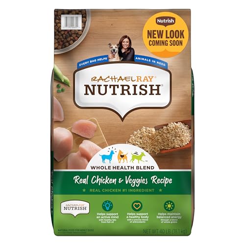 Rachael Ray Nutrish Premium Natural Dry Dog Food, Real Chicken & Veggies Recipe, 40 Pounds (Packaging May Vary)