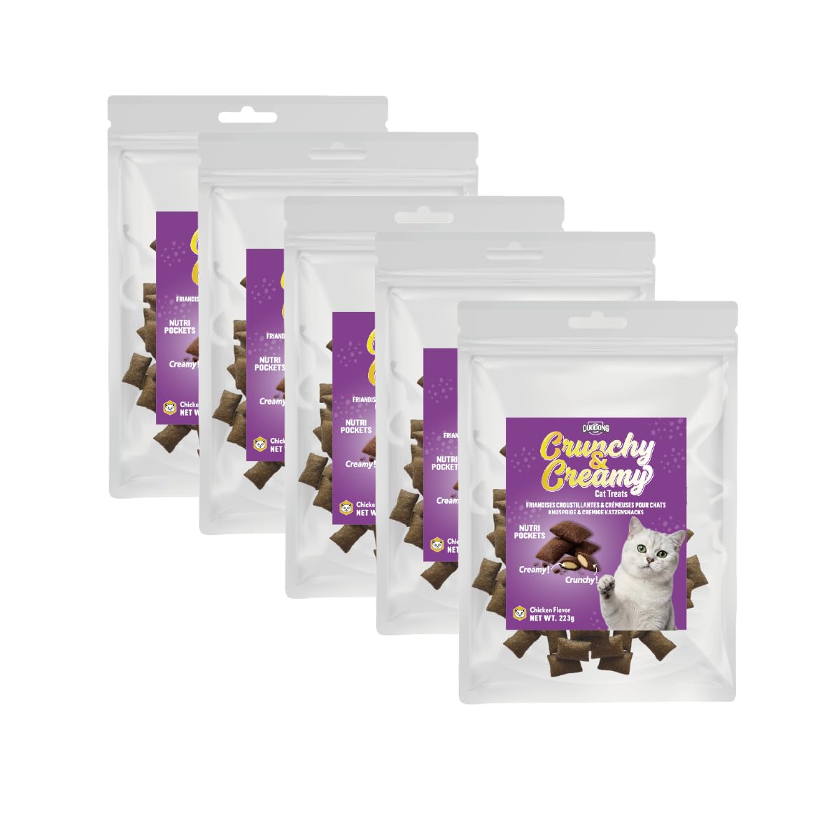 Crunchy and Soft Cat Treats, Savory Chicken Flavor | Hühnchengeschmack, Knusprig und Weich, Cremiges Inneres, Für Katzen