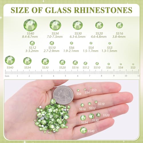 Image of 3000PCS SS16 /4mm Crystal Glass Rhinestones for Bedazzling (Peridot) | Flatback Rhinestones for Crafting DIY Nail Art Makeup Decoration, Gems Diomand Charms for Tumbler Shoes Clothing Mug