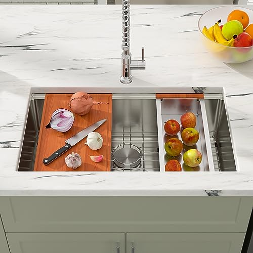 Dcolora 27 Inch Undermount Kitchen Sink Workstation 16 Gauge 304 Stainless Steel Large Single Bowl Under Counter Sinks, Round Corner 27"x19"x10", DC-U7703 by Dcolora - Used condition - Image 2
