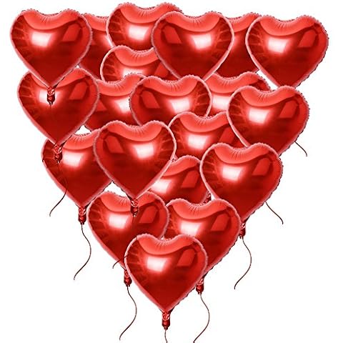 AONER 20pcs Red Heart Foil Balloons Cover
