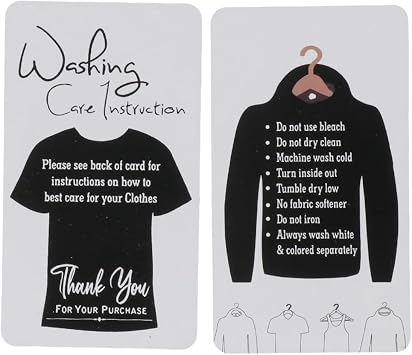 dohobby 100PCS T-Shirt Care Instruction Thank You Cards, Package Insert Cleaning Customer Directions, for Small Business Packaging Cards,3.5 x 2 Inch