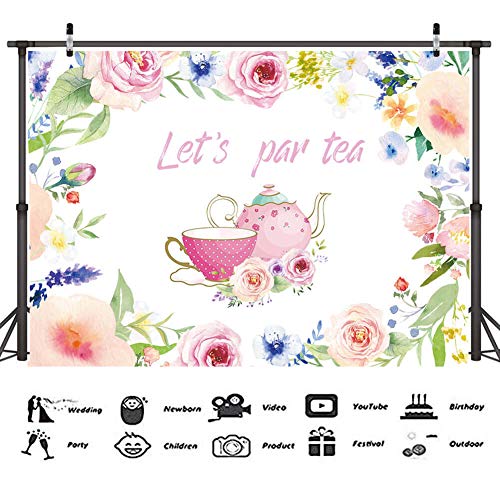 Fondo fotográfico temática té 5x3 ft rosa miniatura 4