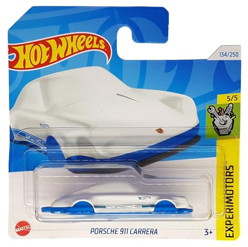 Hot Wheels - Porsche 911 Carrera - Experimotors 5/5 - HTD78 - Short Card - Llavero - Blanco Azul - Mattel 2024-1:64