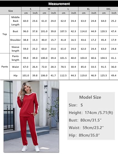 Image of Marvmys Women Long Sleeve Tracksuits Fashion 2 Piece Lounge Set Travel Outfits Jogger Set