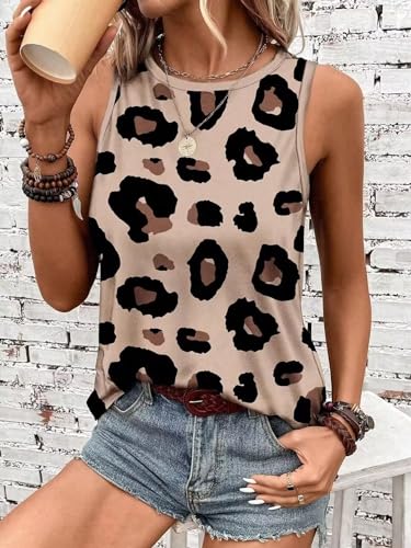 Leopard Print Tank Top for Women Summer Sleeveless Tops Casual Cute Graphic Tanks Loose Fit Vintage Vacation Shirt3