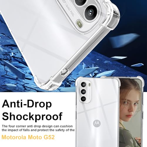 Image of Lustree Back Cover Transparent Case Compatible with Motorola G52 /G82 | Clear + TPU Case with 4 Corner Air Cushion Protection & Camera Protection | Slim& Stylus Cover