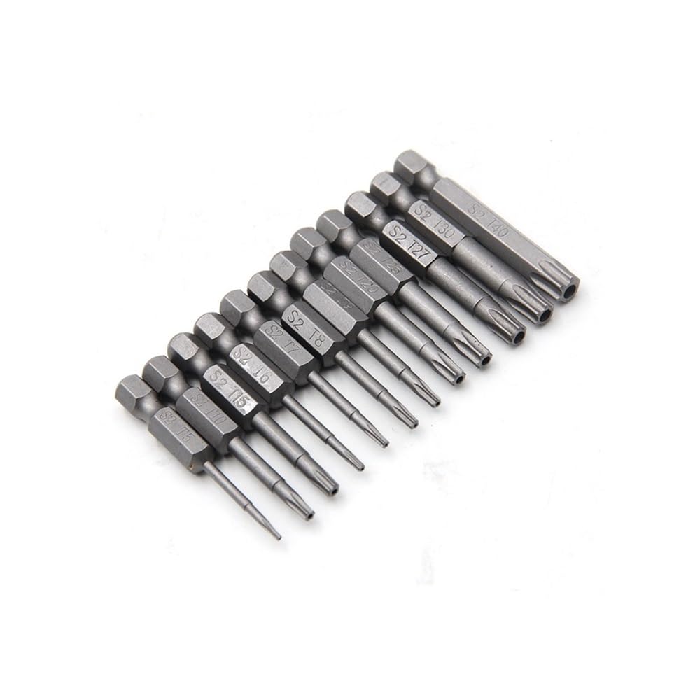 Ruxyoie 12Pc 50Mm Long S2 Alloy Steel Magnetic Hollow Bit Set, 50/75/100Mm Hex Shank