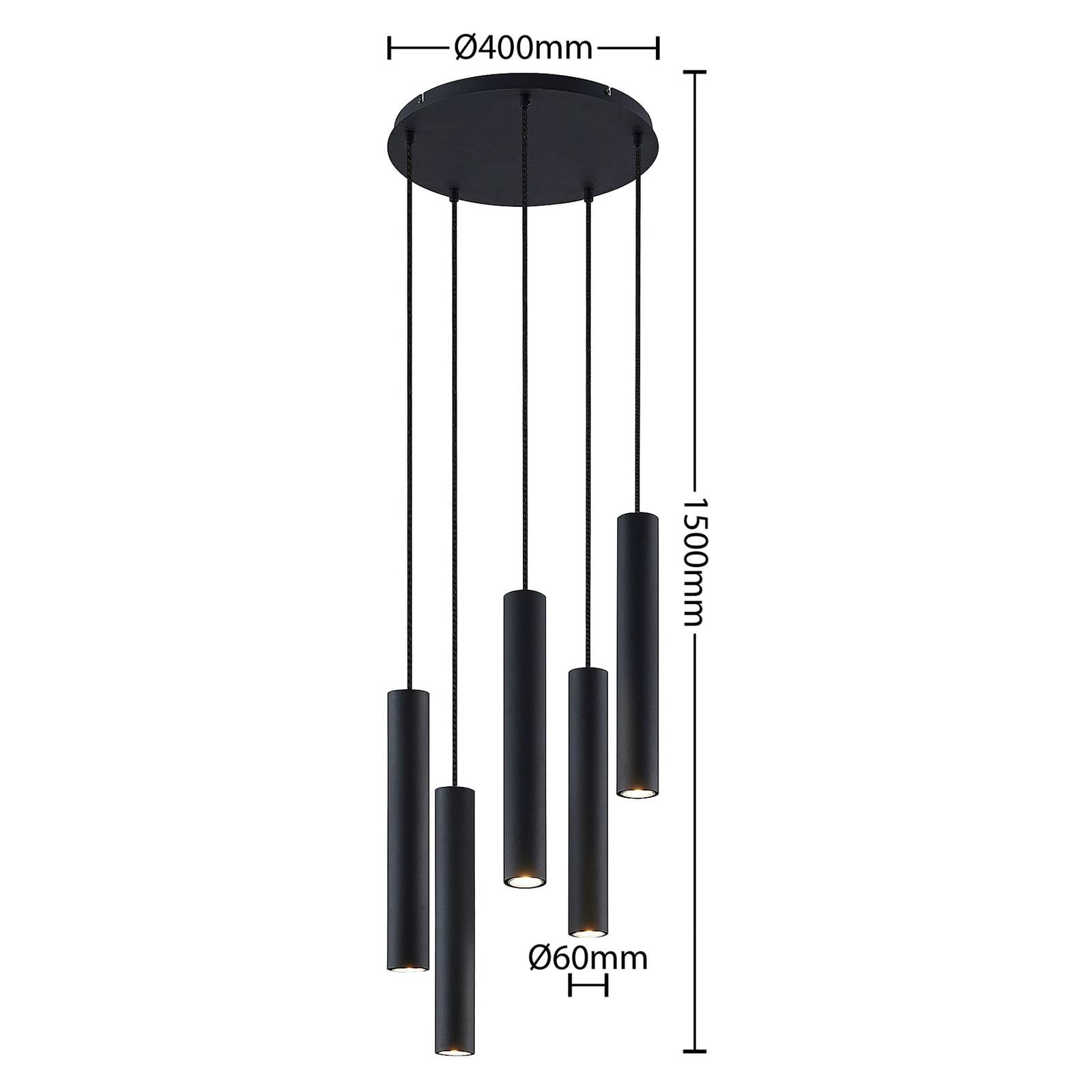 Lindby Pendelleuchte Sanad (Modern) in Schwarz aus Metall (5 flammig, GU10) - Deckenlampe Esstischlampe Hängelampe Hängeleuchte Wohnzimmerleuchte