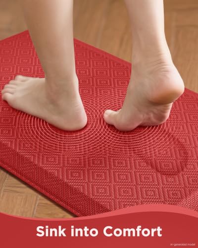 Image of Ophanie Kitchen mats for Floor, 3 /4 inch Thick, 20x48 Anti Fatigue Cushioned Mat,Kitchen Rugs,Waterproof,Comfort Ergonomic Standing Mat for Office,Home,Sink with 99+ Pairs of Anti-Slip Bottom Ridges