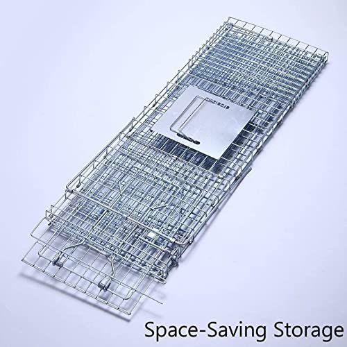 Faicuk Large Collapsible Humane Live Animal Cage Trap for Raccoon, Opossum, Stray Cat, Rabbit, Groundhog and Armadillo 32 x 11 x 13 Inch