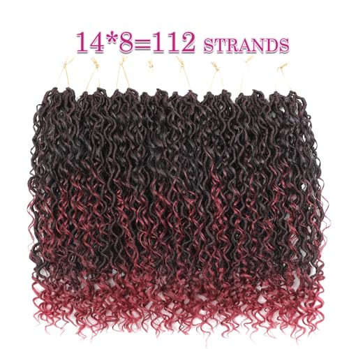 Image of 8 Packs Curly Faux Locs Crochet Hair 14 Inch Goddess Locs Crochet Hair,
