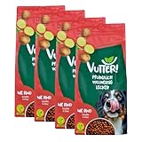 VUTTER ! Trockenfutter Wie Rind, 4x1kg: Hundefutter Vegan - Alleinfutter für Hunde - Hundetrockenfutter reich an Omega-3 & Ballaststoffen, mit Inulin & MOS für Verdauung. Ohne Farbstoffe. Pflanzlich