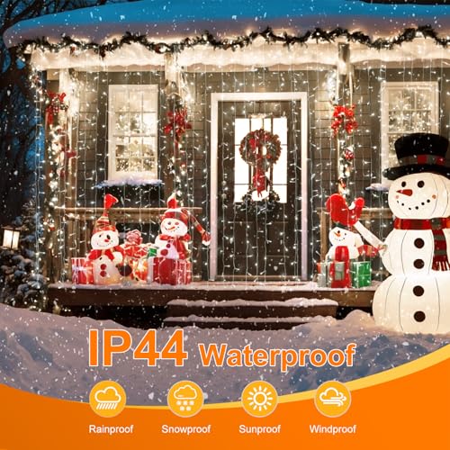 THKFUL 6x3M Curtain Lights Plug in for Bedroom,594LED Long Curtain Fairy Lights Indoor Window Waterfall Light with Remote Timer Waterproof for Hanging Wall Balocny Gazebo(White) - Image 2