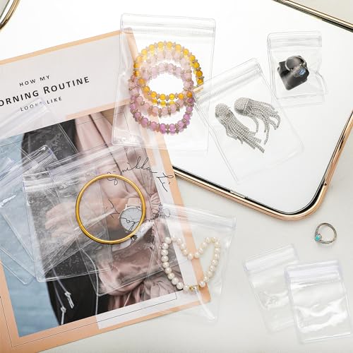 Sureio 200 Pcs Anti Tarnish Strips with Clear Plastic Jewelry Bags Sets, 100 Assorted Size Transparent Jewelry Storage Bags and 100 Anti Tarnish Strips for Packaging Jewelry Rings Earrings (3 Sizes) by Sureio - Image 3