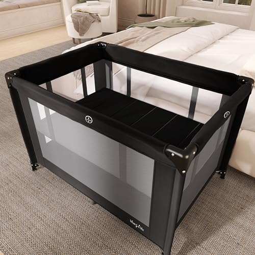 Dream On Me Zazzy Portable Playard with Bassinet in Black, Lightweight Packable and Easy Setup Baby Playard with Mattress and Travel Bag - Image 3