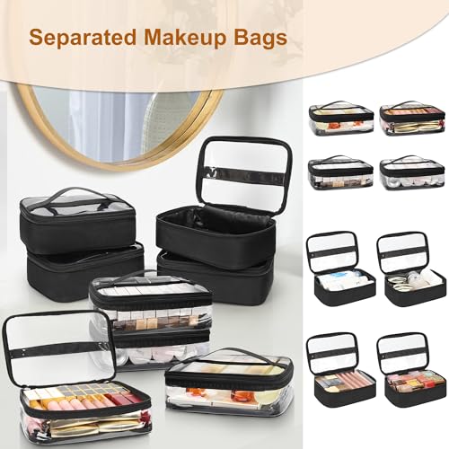 Image of Relavel Rolling Makeup Case with Makeup Brush Case, Large Make Up Travel Organizer with 2 big Wheels, Professional Lockable Makeup Artist Backpack with Adjustable Dividers for Daily Use, Trip - Black