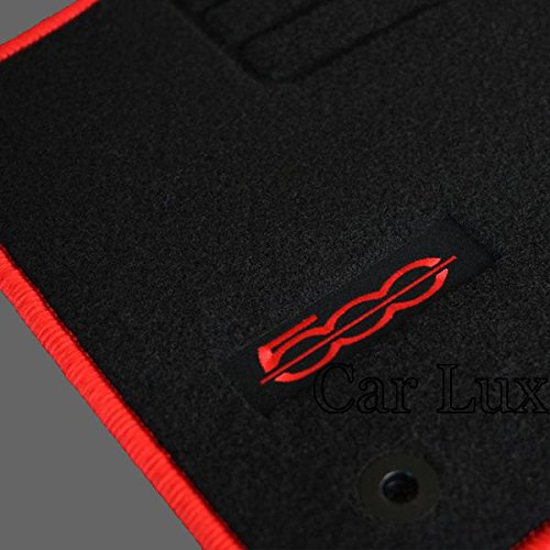 Car Lux AR13781 - Alfombras Coche a Medida Alfombrillas para 500 Edition Velour Ribete Rojo Desde 2013-