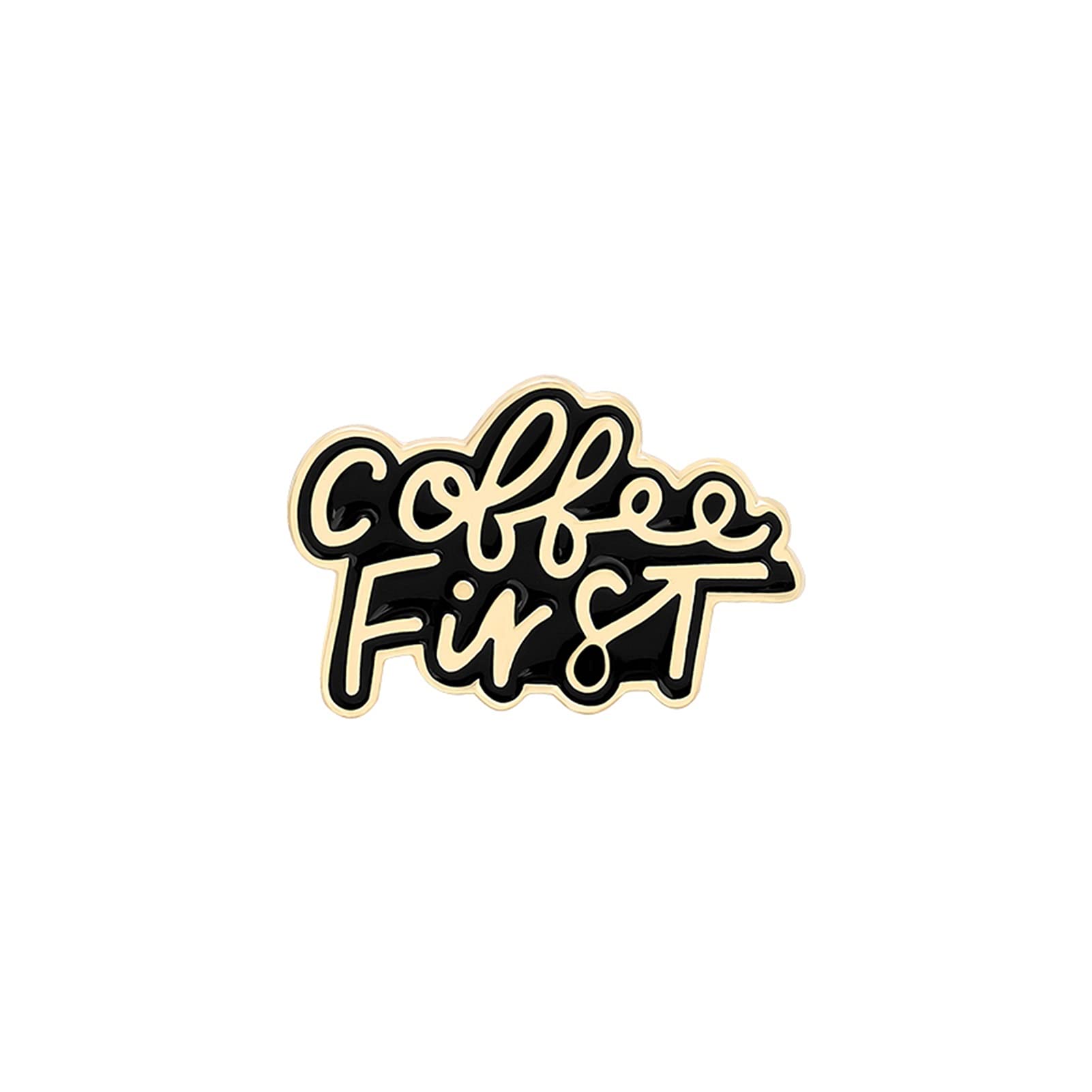 brooch Coffee Pin Black Coffee Mug Banner Brooch Bag Clothes Lapel Pin Badge Coffee Cafe Jewelry Gift for Friends (Metal color : Coffee first)
