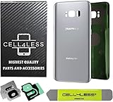 CELL4LESS Replacement Back Glass Cover Back Battery Door w/Custom Removal Tool & Pre-Installed Adhesive for Samsung Galaxy S8 Plus OEM - All Models G955-2 Logo - OEM Replacement (Arctic Silver)