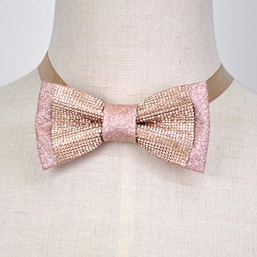 Pink bow tie, Rose gold bow tie, Pink Glitter bow tie Light Gold Rhinestones for men, Pink Light gold pre-tied bow tie, Pink Sparkling bow tie, pink per-tie bow tie Dream Up Idea