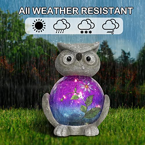 Afirst Solar Garden Statues Figurine - Outdoor Garden Owl Figurines With Globe Outdoor Art Sculptures Resin Landscape Led Lights Garden Solar Lawn Ornaments For Outdoor Patio Yard Porch Decorations #TOP3