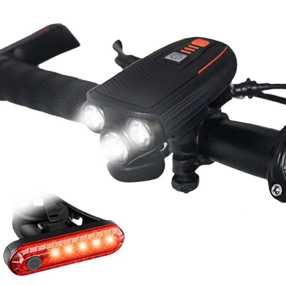 Faro Anteriore per Bicicletta con sensore di Luce Intelligente, Ricarica USB, Perline L2, Illuminazione Notturna per Ciclismo.
