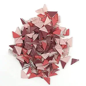 Sweven Art Mosaic Tiles, 15x15mm Size Triangles, 4mm Thick, Pink Shade Assortment (Pack of 200Gms)