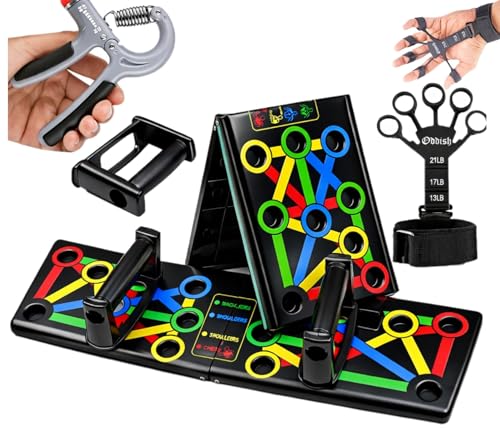 Image of ODDISH Way to Fitness Push Up Board with Hand Grip Strengthener & Finger Exerciser | Foldable Push-Up Board for Chest, Back, Arms Workout | Home Gym Fitness Equipment for Men & Women