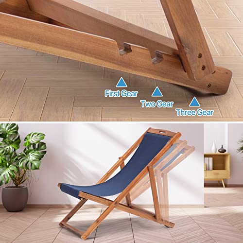 Dkelincs Removable Fabric Patio Chairs Adjustable Height Beach Sling Chairs Set Of 2 For Indoor Outdoor Beach Balcony Camping (Blue) #TOP6