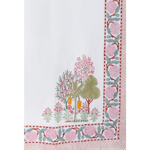 Image of Darakht Premium Hand Block Printed Bedsheet | Bed Spread Flatsheet Bed Sheet | Pure Cotton | Double Bed Queen Size 90 inchx108 inch | 300 TC Long Staple Cotton | 2 Pillow Covers | Tree Print