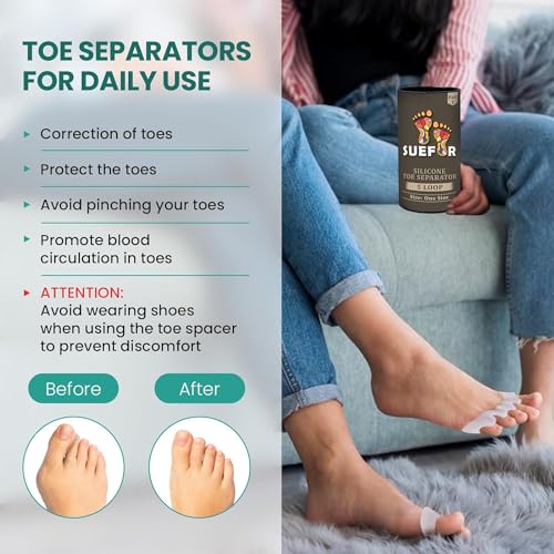 Image of Toe Separator for Feet Toe Spacers Correct Toes Yoga Silicone Hammer Toe Corrector for Women & Men Correct Toe Straighteners for Overlapping Toes (A F t separator)