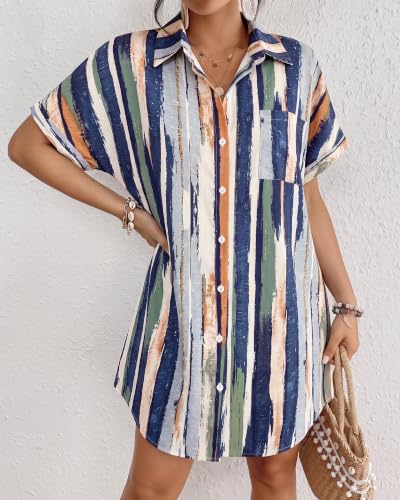 Image of Bsubseach Women Swimsuit Coverup Shirt Dress Button Down Bathing Suit Cover Up Beach Vacation Outfits