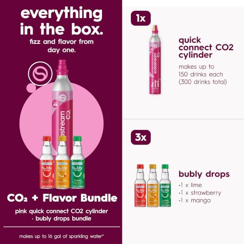 Image of SodaStream Quick Connect CQC 60L Co2 Stock-Up Bundle with Bubly 3-Pack