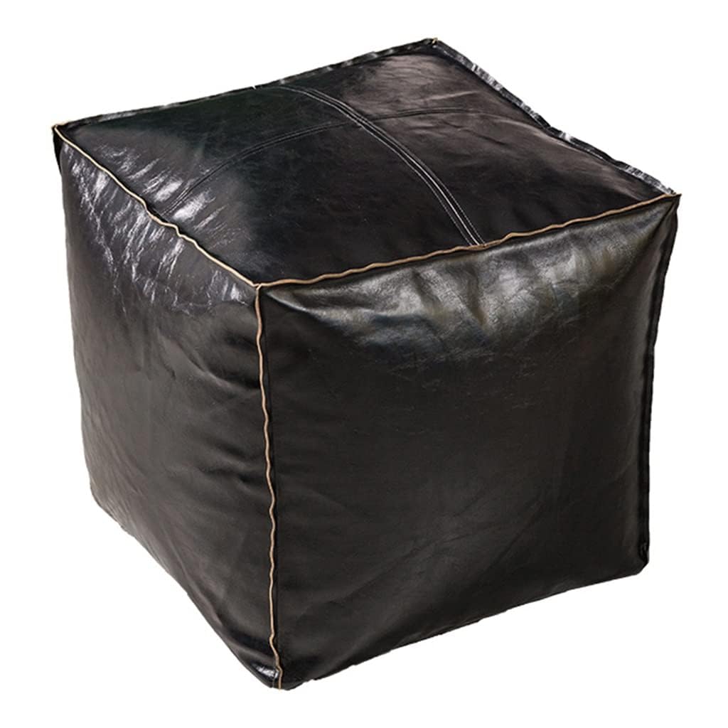 Repose-pieds pouf carré noir, petit tabouret ottoman et coussin de sol