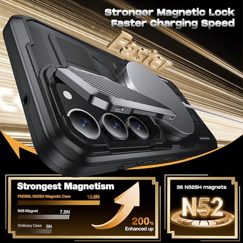 FNDMIL for Samsung Galaxy S23 Case[Built-in Camera Cover Kickstand][Compatible with MagSafe][Military Drop Protection][Dual Layer Design] Heavy Duty Rugged Shockproof for S23 Case,Midnight Black by FNDMIL - Image 4