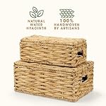 Set of 2 Wicker Baskets with Lid - Decorative Storage Boxes for Home Decor, Shelves - Woven Basket with Lid - Wicker Decor - Rattan Box - Decorative Bins with Lids (Natural) - Image 7