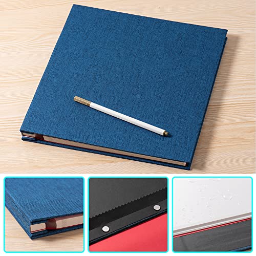 HoneyTolly Blue Photo Album Self Adhesive Scrapbook Album for 4×6 Photos/Pictures DIY Linen Cover Album 15 Sheets/30 Blank Pages for Family Wedding, Birthday, Christmas, Anniversary - Thumbnail 5