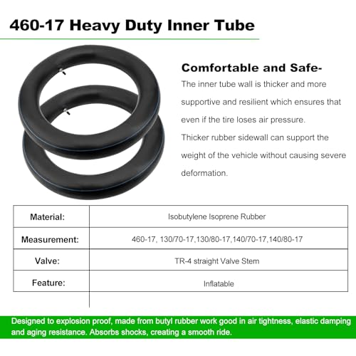 Image of 130 /80-17 460-17 Motorcycle Tire Inner Tube Heavy Duty, 2 Pack