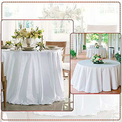 Rewomc 20 Pack Premium Plastic Round Tablecloth 84 Inch Disposable Circle Table Covers Peva Water Resistant Table Cloths Up To 6 Ft For Picnic Wedding Birthday Kitchen Dining Banquet Parties (White) #TOP4