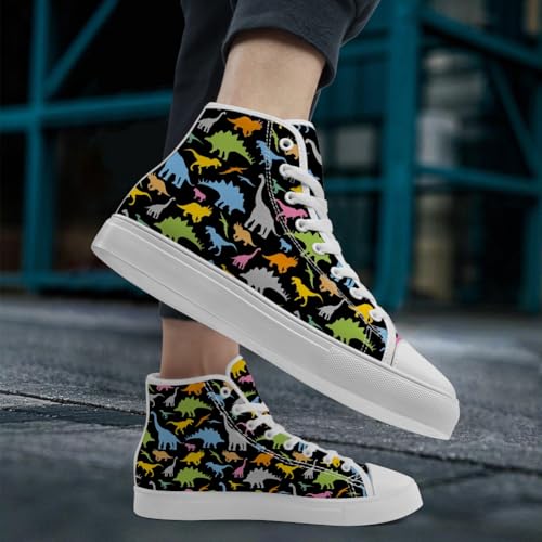 Dinosaur High Top Sneakers Men High Top Canvas Shoes Lace Up Casual Shoes2
