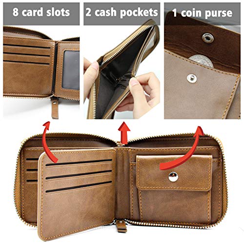 Amlion Personalized Custom Photo Wallet with Zipper for Men,Dad,Son,Husband3