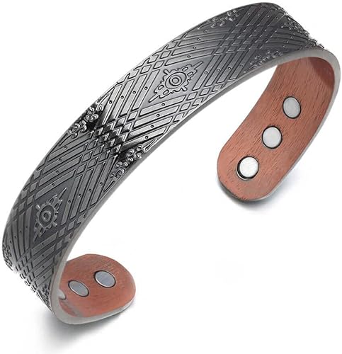 Miniatura 1 de Earth Therapy IRON DIAMOND - Pulsera magnética curativa para hombre, recuperación de lesiones, estilo vikingo nórdico steampunk, ajustable, para