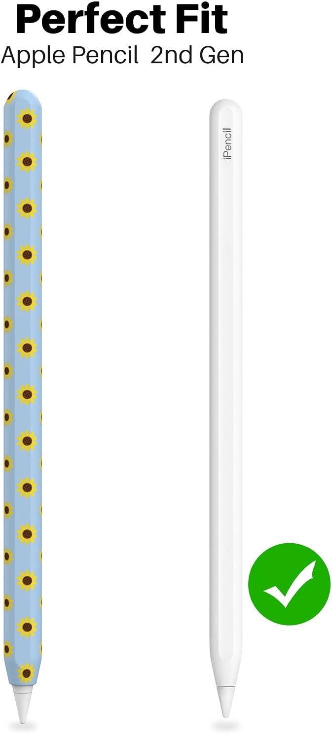 NIUTRENDZ Sunflower iPencil Case for iPencil 2nd Generation Case Cover Silicone Protective Sleeve Skin with 10pcs iPencil Tips Cover (Apple Pencil 2nd Generation - Image 3