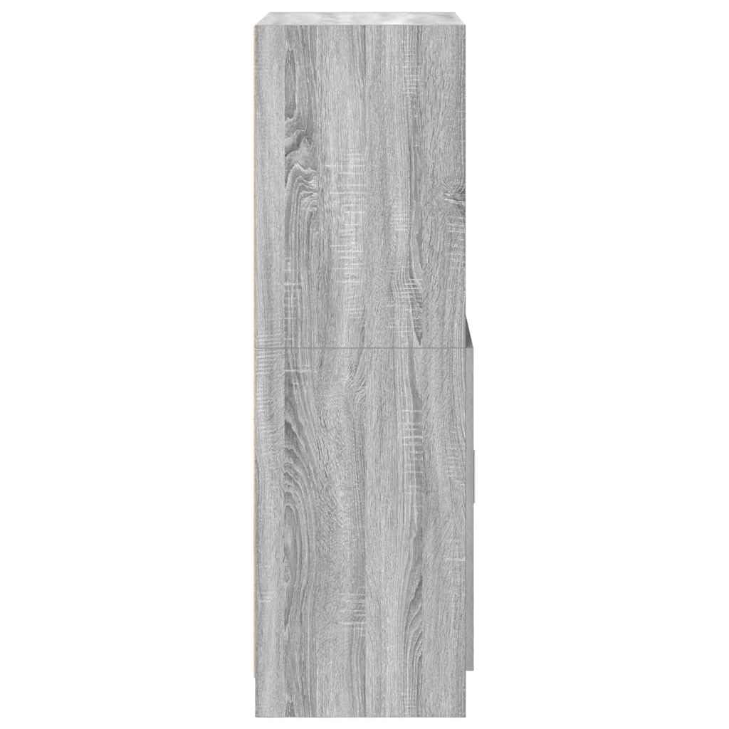 vidaXL Küchenschrank Grau Sonoma 57x41,5x131,5 cm Holzwerkstoff, Schrank, Küchenzeile, Beistellschrank, Vorratsschrank, Geschirrschrank, Sideboard